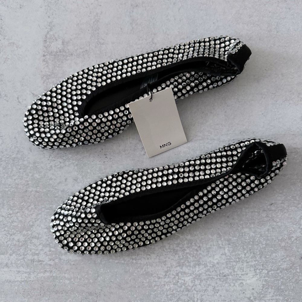 Mango Mng Rhinestone Ballerina Flats